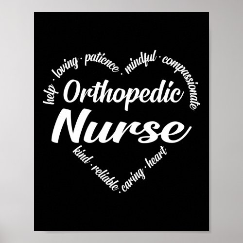 Orthopedic Nurse Heart Word Cloud Poster