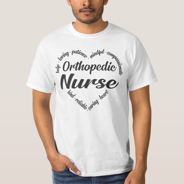 Orthopedic Nurse Heart Word Cloud T-Shirt (Front)