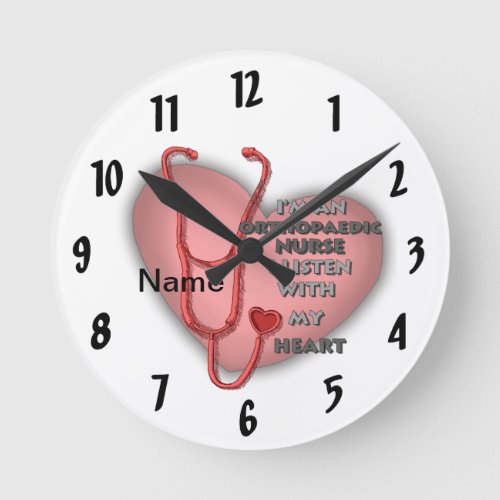 Orthopedic Nurse Red Heart custom name clock