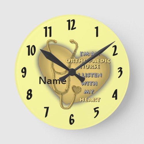 Orthopedic Nurse Yellow Heart custom name Clock