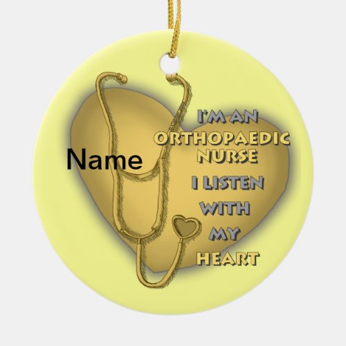 Orthopedic Nurse Yellow Heart custom name ornament
