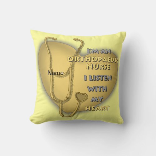 Orthopedic Nurse Yellow Heart custom name pillow