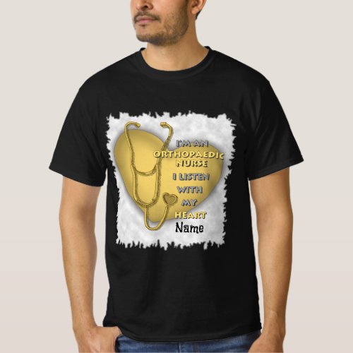Orthopedic Nurse Yellow Heart custom name t_shirt