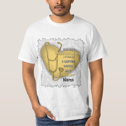 Orthopedic Nurse Yellow Heart custom name t_shirt