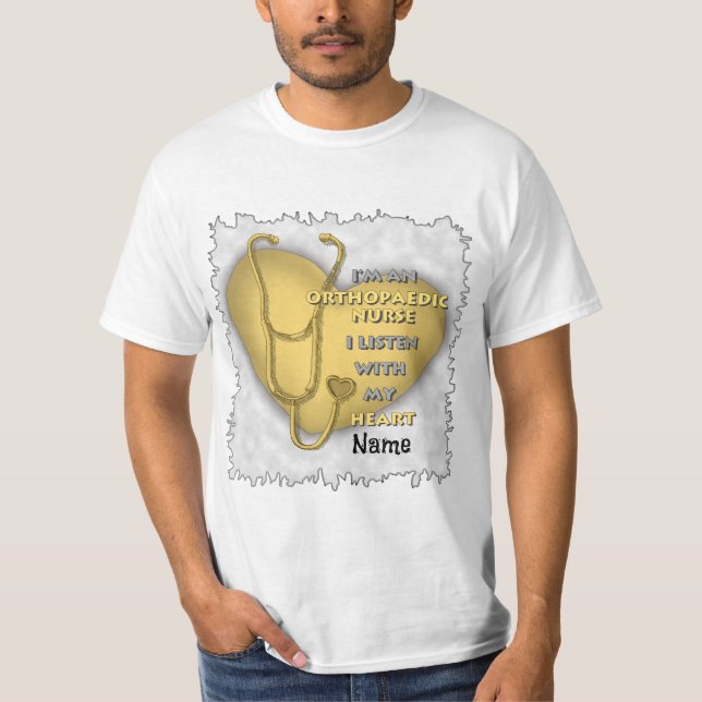 Orthopedic Nurse Yellow Heart custom nurses T-Shirt (Front)