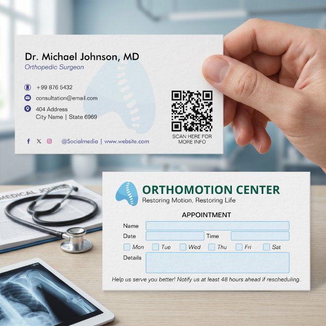 Orthopedic Physical Therapy | Modern Appointment Business Card (Creator Uploaded)