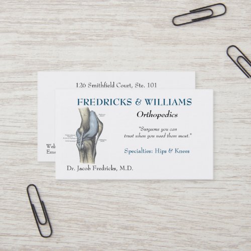 Orthopedic Surgeon Business Card