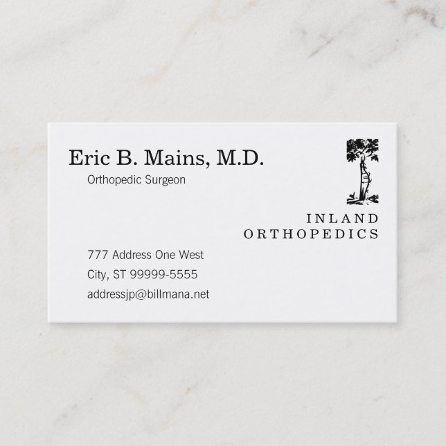 Orthopedic Surgeon Crooked Tree Business Card (Front)