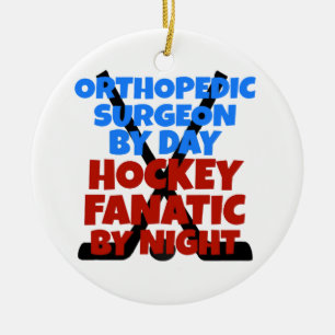 Orthopedic Surgeon Loves Hockey Ceramic Ornament