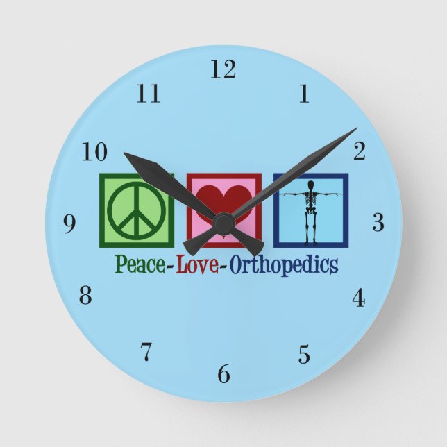 Orthopedist Peace Love Orthopedics Office Round Clock (Front)