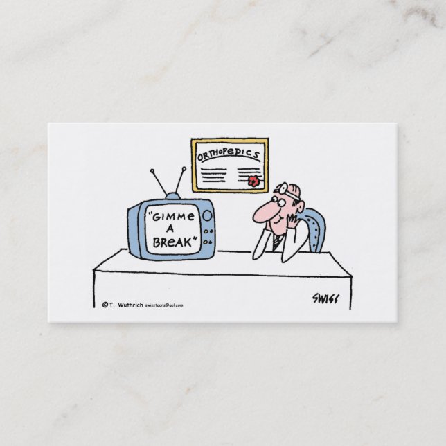 Orthopedist's Cartoon Business or Appointment Card (Front)