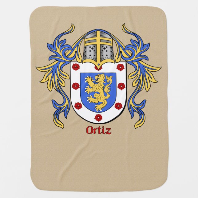 Ortiz Heraldic Shield and Mantling Swaddle Blanket (Front)