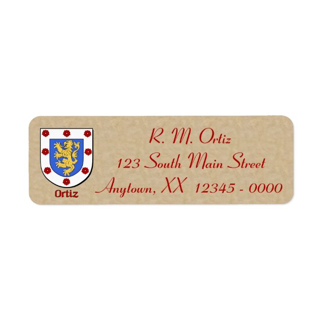 Ortiz Heraldic Shield Label (Front)