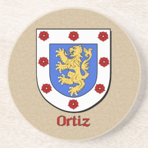 Ortiz Heraldic Shield Sandstone Coaster