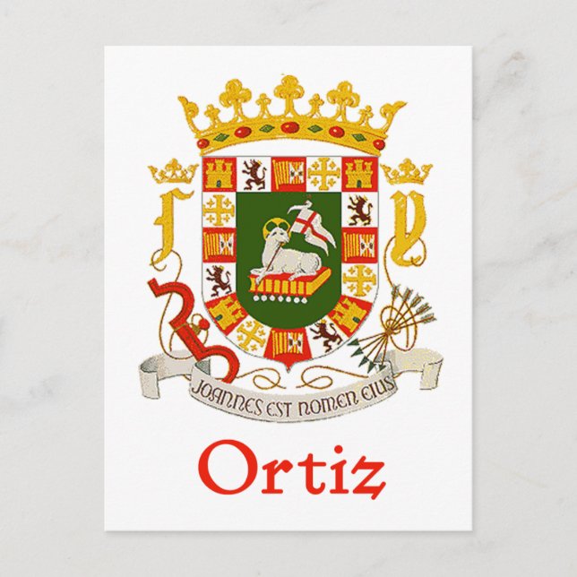 Ortiz Shield of Puerto Rico Postcard (Front)