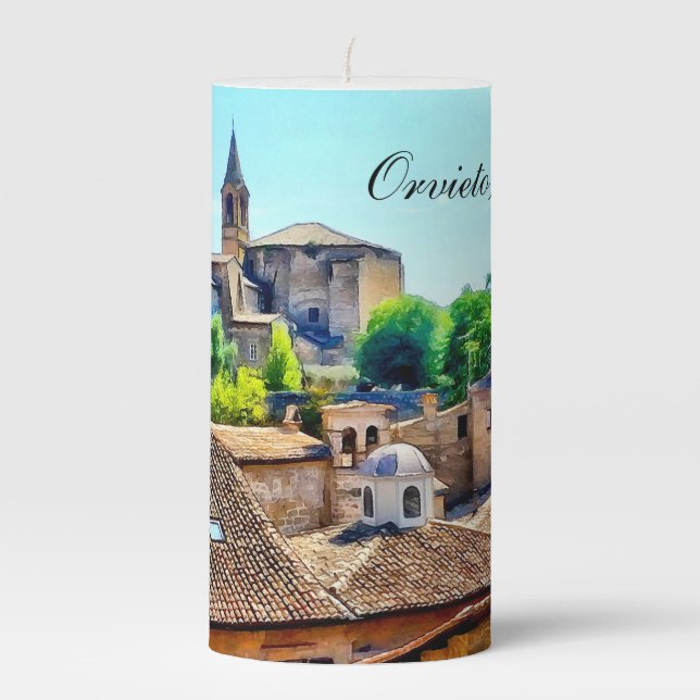 Orvieto Italy Hillside with Orvieto Pillar Candle (Front)