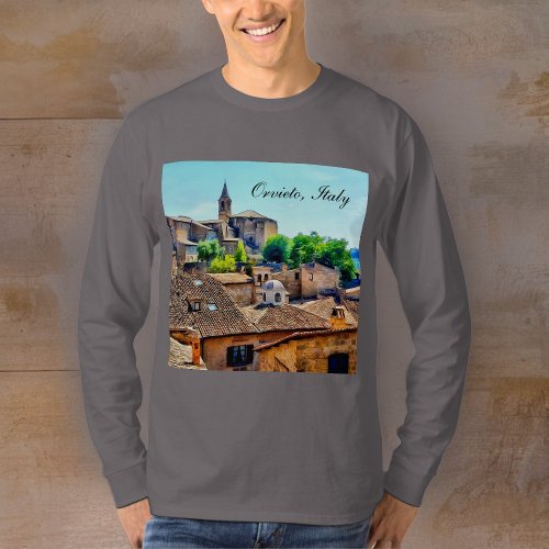 Orvieto Italy Hillside with Orvieto Text T_Shirt