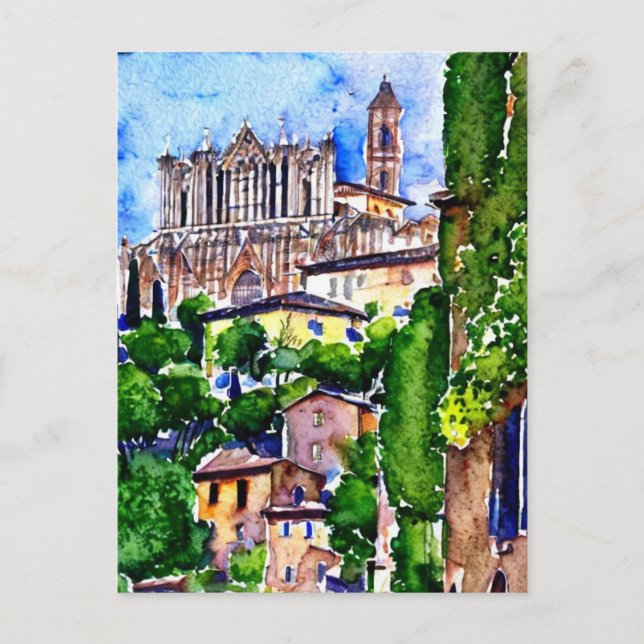 Orvieto, Italy , Watercolor Painting Postcard (Front)