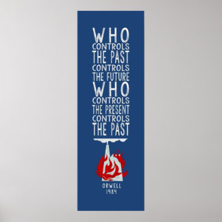 Orwell 1984 for dark background who controls the poster