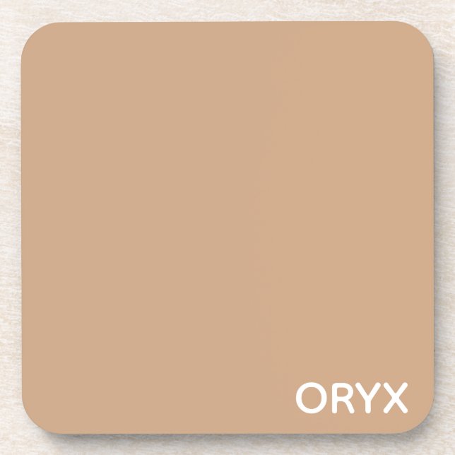 Oryx brown beige color name beverage coaster (Front)