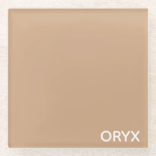 Oryx brown beige color name glass coaster