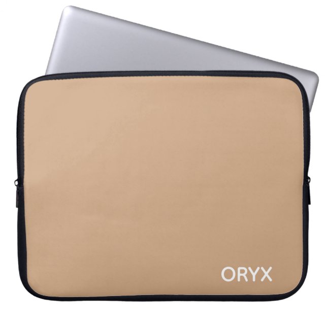Oryx brown beige color name laptop sleeve (Front)