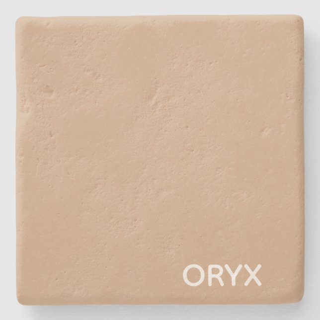 Oryx brown beige color name stone coaster (Front)