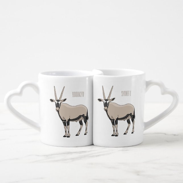 Oryx cartoon illustration  coffee mug set (Front Nesting)