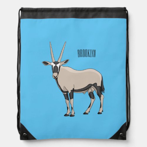 Oryx cartoon illustration drawstring bag