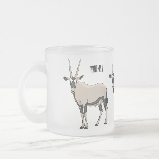 Oryx cartoon illustration  frosted glass coffee mug (Left)