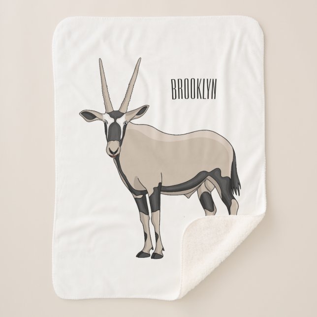 Oryx cartoon illustration sherpa blanket (Front)
