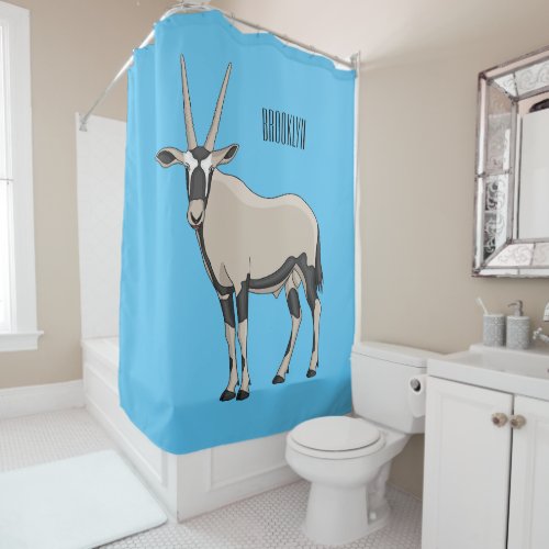 Oryx cartoon illustration shower curtain