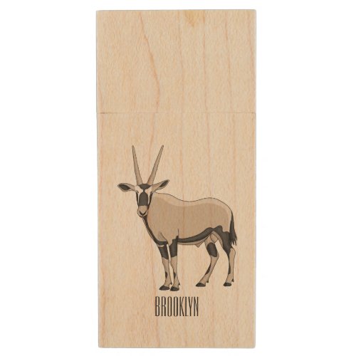 Oryx cartoon illustration wood flash drive