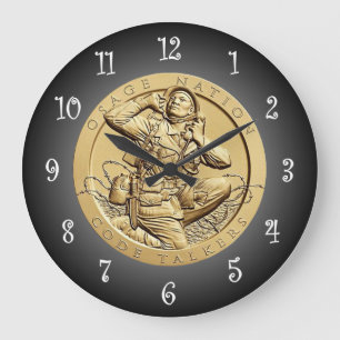 Osage Code Talkers Bronze Medal ~ Large Clock