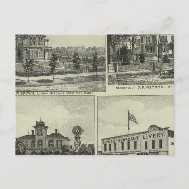 Osage, Mound, and Burlington, Kansas Postcard (Front)