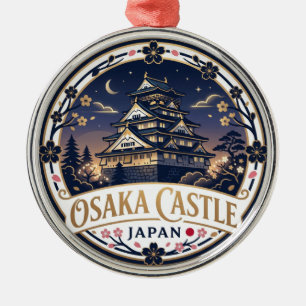 Osaka Castle at Night Japan Metal Ornament
