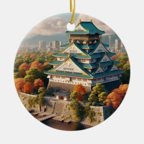 Osaka Castle Japan Landscape Vintage Travel Ceramic Ornament