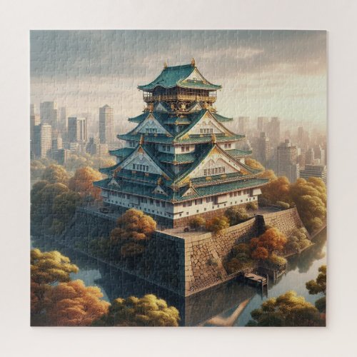 Osaka Castle Japan Landscape Vintage Travel Jigsaw Puzzle