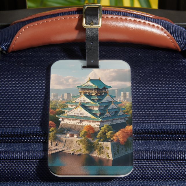 Osaka Castle Japan Landscape Vintage Travel Luggage Tag (Front Insitu 2)