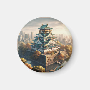 Osaka Castle Japan Landscape Vintage Travel Magnet