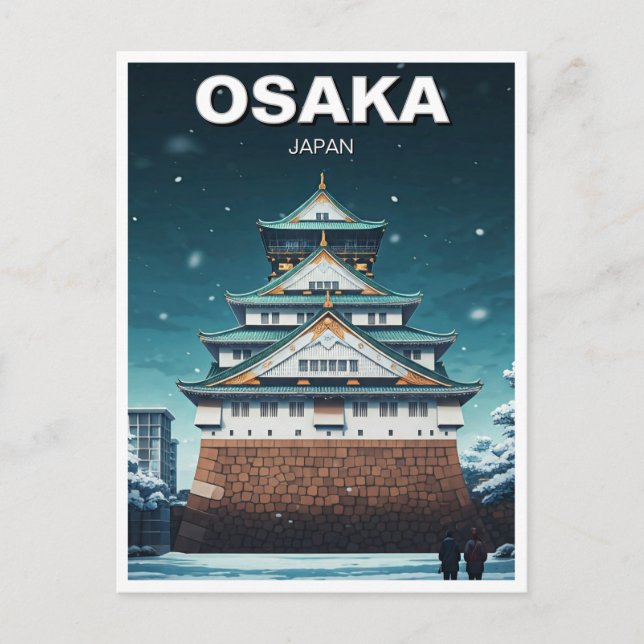 Osaka Castle Japan Night Travel Postcard (Front)