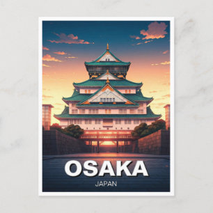 Osaka Castle Japan sunset Travel Postcard