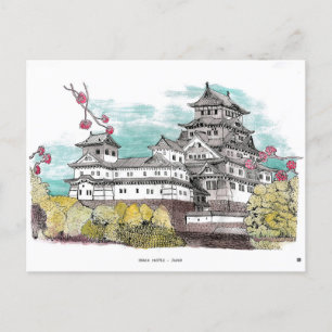 Osaka Castle Japan Watercolor Illustration Postcard
