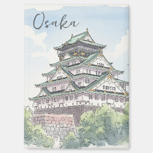 Osaka Castle Japan Watercolor Magnet