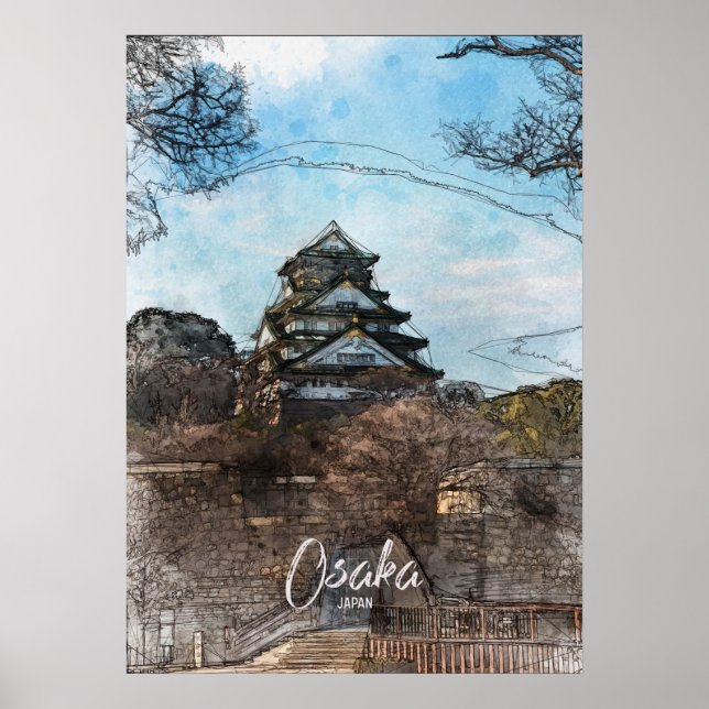 Osaka Castle Sketch Poster (Front)