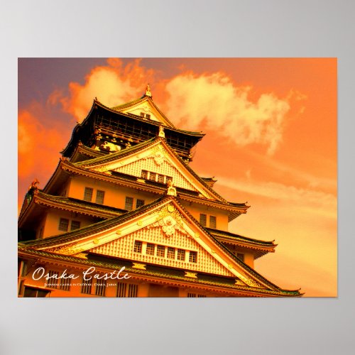 Osaka Castle Sunset ver Poster