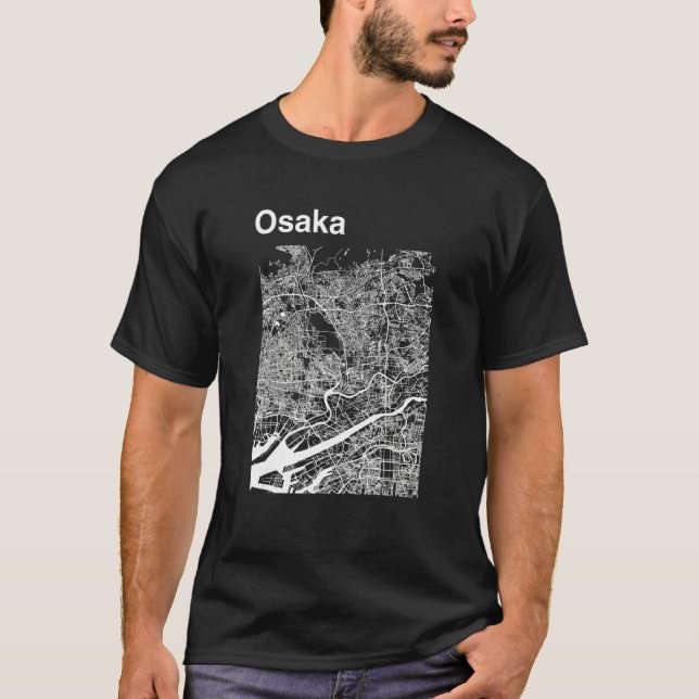 Osaka Japan Classic City Map Graphic T-Shirt (Front)