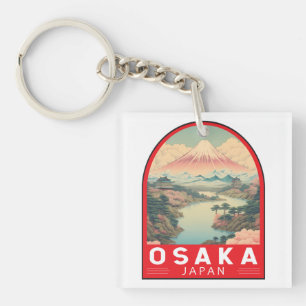 Osaka Japan Mount Fuji Travel Art Emblem Keychain