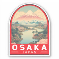 Osaka Japan Mount Fuji Travel Art Emblem