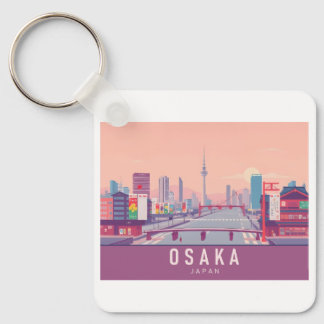 Osaka Japan Pastel Travel Design Keychain